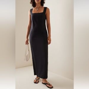 New Posse Alice Black Linen Midi / Maxi Dres Size S